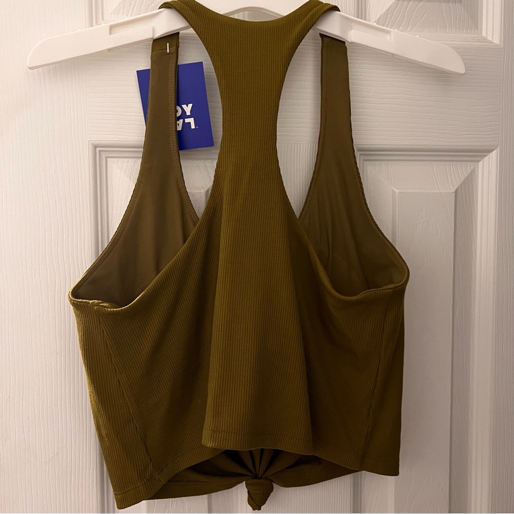 Joylab Ribbed Women's Tie-Front Racerback Bra Top - Picture 3 of 5